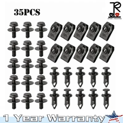 35PCS For INFINITI Engine Under Cover Splash Shield Guard M6 Bolts & U-nut Clips Foto 1 de 4
