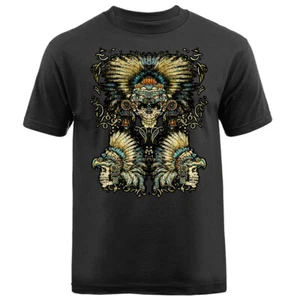 T-shirt grafica Aztec Skulls nativi americani - Foto 1 di 17