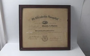 Antique Nursing Diploma St. Elizabeth's Hospital Boston, Mass. - Picture 1 of 8