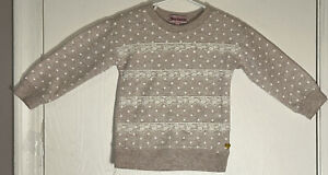 Juicy Couture Baby Girl 12-18M Top Oatmeal Long Sleeve Polka Dot Floral Lace EUC