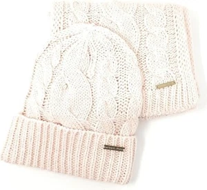 Michael Kors Women's Cable Knit Scarf and Beanie Set in Gift Box Pink - Picture 1 of 2