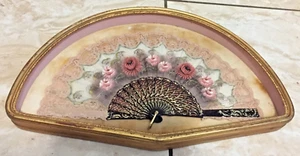 VTG Precious Elegant Fan Lace And Painted Flowers With Fan Holder Collection - Picture 1 of 8