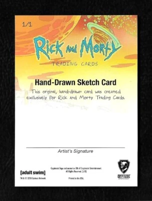 2018 Cryptozoic Rick and Morty Season 1 Trading Cards Blank Sketch Card 1/1 - Image 1 of 3