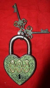  Brass Padlock Gandhi's Three Monkey Antique Design Security Door lock GK 526 - Picture 1 of 4