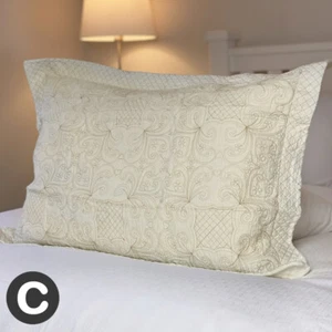 Large Rectangle Cushion Cover / Pillowcase CottonCream Gold Paisley Emboidered - Picture 1 of 4