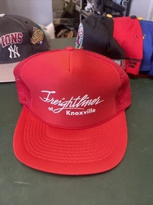Vintage Freightliner Knoxville Trucker Snapback Baseball Hat Cap Red Mesh Rope - Picture 1 of 12