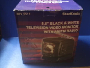StarKonic BTV 5511 5.5" Black & White Television Video Monitor with AM/FM Radio - Picture 1 of 6