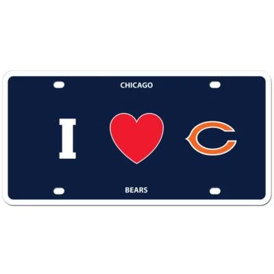 Placa de licencia de estireno de los Chicago Bears (fútbol NFL) I Love (corazón) logotipo del equipo Foto 1 de 3