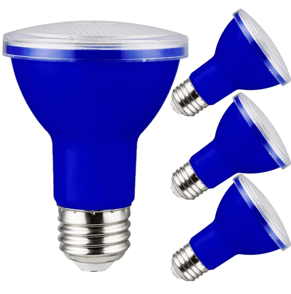 4Pack PAR20 Blue LED Flood Light Bulbs, 3W (50W), E26 Blue Spotlight - Image 1 of 1