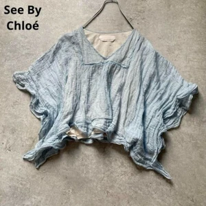 See by Chloe Dolman Cuello en V Corte y Coser, Estilo en Capas, Algodón, Azul Claro So - Imagen 1 de 18