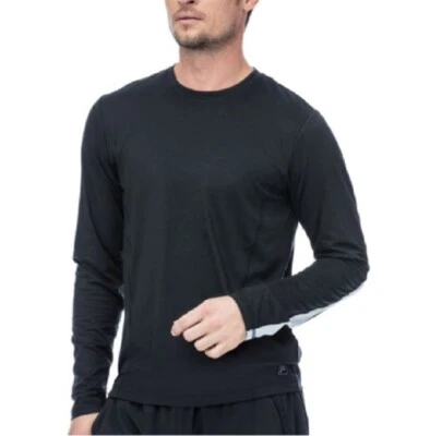 Fila Men's Long Sleeve Performance Tee Black w Gray Stripe - Image 1 of 3