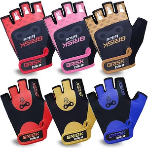 Brisk Bike Cycling Gloves Half Finger Bicycle Gel Padded Sports Bike Gloves - Picture 1 of 7