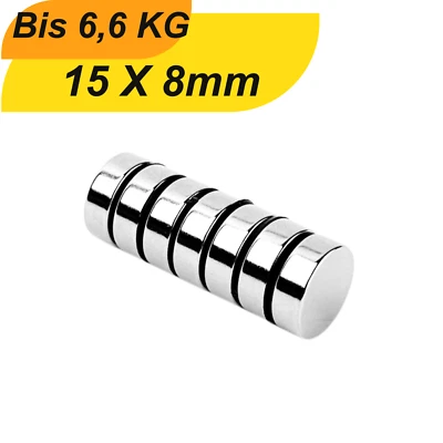 Neodym Magnet  15x8mm Supermagnete hoher Haltekraft rund extra-starke Haftkraft - Bild 1 von 4