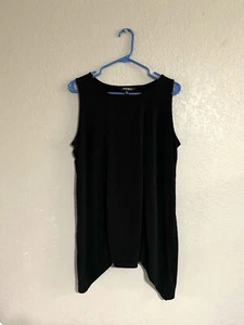 Ellen Tracy Women's Blouse Size L Black Boat Neck Pullover Loose Top Sleeveless - Picture 1 of 6