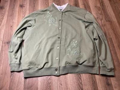 Chaqueta Alfred Dunner, Para Mujer Talla XL, Verde Blanco, Bordada, Floral Foto 1 de 4