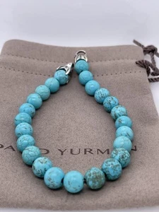 David Yurman Men's Spiritual Bead Bracelet 8mm Turquoise Sterling Silver 8.5” - Picture 1 of 7
