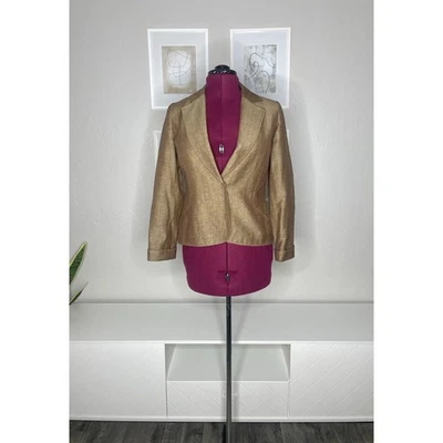 Lafayette 148 New York Blazer Jacket Women's 6 Beige Linen Wool Blend Classic - Image 1 of 4