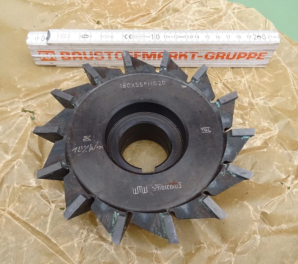 WMW WERKÖ SMALCALDA HM Winkelstirnfräser Winkelfräser 160x40 mm 55° Stirnfräser Austeckfräser Fräser