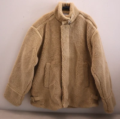 ASOS Design 119177141 Men's Sz M Beige Oversized Borg Aviator Fleece Jacket $129 - Image 1 of 4