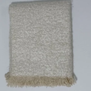 Pottery Barn Marled Knit Acrylic Throw Neutral Tan Ivory Marketing Sample - Picture 1 of 5