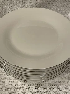 Lote de 6 platos de cena ROBERT STANLEY 10 1/2", blancos con borde de platino - Imagen 1 de 4