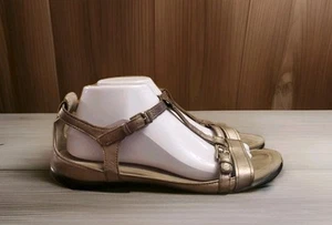 ECCO Flash T-Strap Sandals Women’s EU 41 US 10/10.5 Metallic - Picture 1 of 12