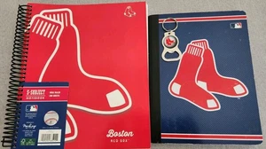 Boston Red Sox 5 Subject Notebook & 100pgs NB Keychain opener School/ Stationary - Picture 1 of 10