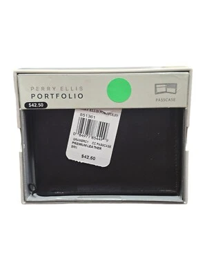 Cartera Perry Ellis Portfolio Para Hombre Cuero Gramercy Pasaporte Doble Plegable Marrón Nueva  Foto 1 de 3