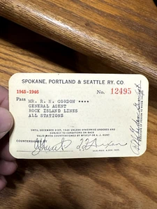 1945 1946 2 Jahre Pass Spokane Portland & Seattle Ry Railroad Pass - Bild 1 von 2
