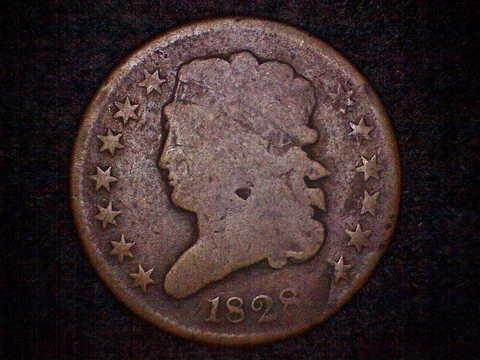 1828 Classic Head Half Cent with 13 Stars Cover