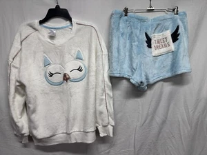 PJ Tweet Dreams Owl Pullover & Shorts Secret Treasures Sleepwear Set Sz L 12-14 - Picture 1 of 9