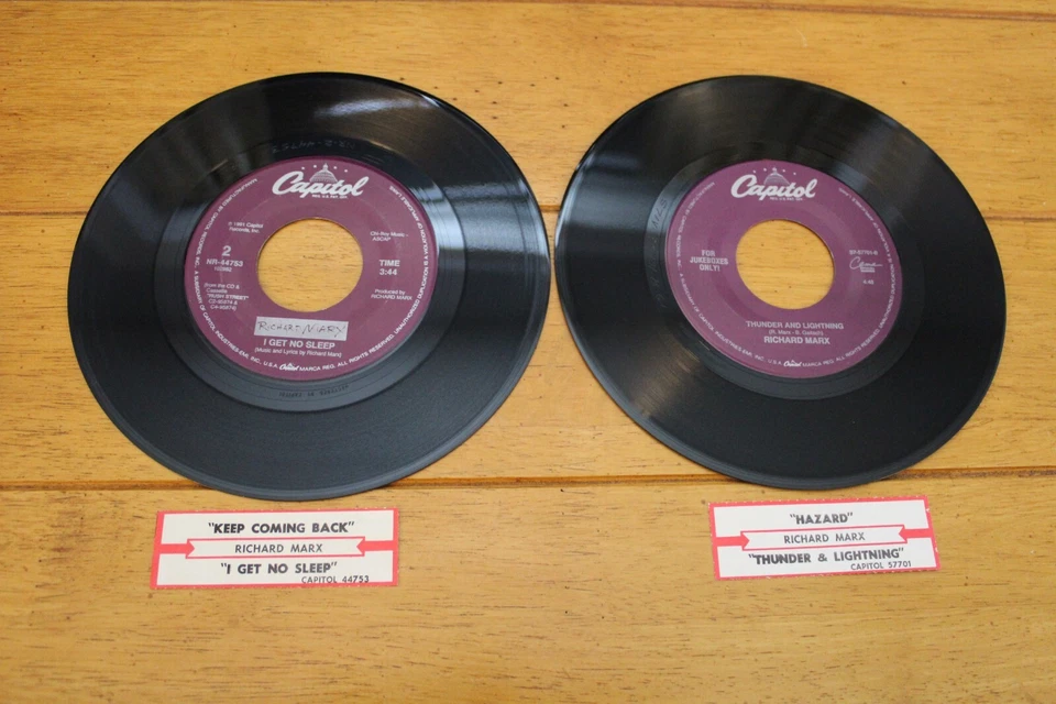 RICHARD MARX LOT OF 2 45 RPM 7" JUKEBOX RECORD + TITLE STRIPS [A7-234] - Image 1 of 4