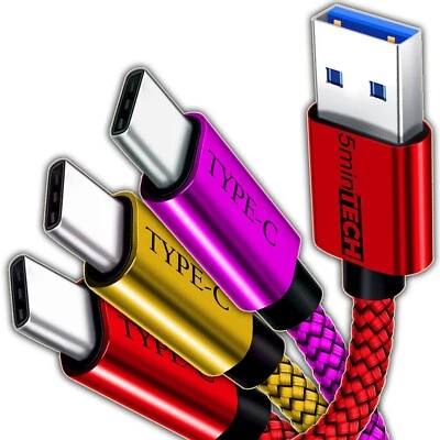 3-PACK  (USB Type C to USB A) - Fast Charger Cable Cord Charging for Phones - Image 1 of 4