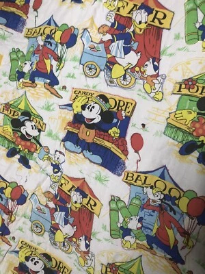 Vtg Disney Mickey Minnie Pluto Goofy Donald at the Fair  Quilted w/Back 87x71 - Image 1 of 4