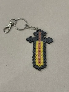 Minecraft Golden Sword Perler bead Keyring Pixel Art Collectable Keychain item - Picture 1 of 2
