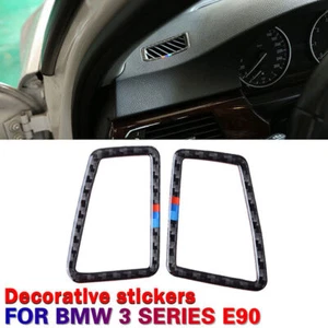 Carbon Fiber Dashboard Air Vent Outlet Frame Cover Trim For BMW E90 E92 3 Series - Bild 1 von 7
