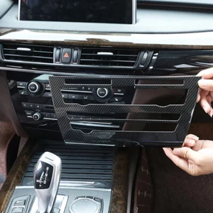 Black Carbon Fiber Front Console Panel Trim For BMW X5 F15 X5M F85 2014-2018 X6 - Picture 1 of 7