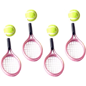 4 Sets Tennis Racket Model Decor Party Decorations Miniature Miniture and Ball - Picture 1 of 12