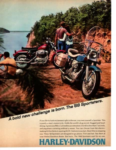 HARLEY-DAVIDSON SPORTSTER 1968 ~ ANNUNCIO STAMPA ORIGINALE CLASSICA - Foto 1 di 1
