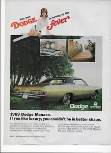 1968 1969 Dodge Monaco Green 383 V8 Grass Park Car Original Poster Print Ad - Picture 1 of 1