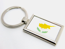 Cyprus Badge Keyring Key Ring Rectangular Metal Flag Gift