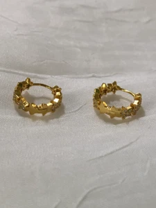 Star CZ huggie hoop earrings Celestial Star Huggie Hoop Earrings Sterling Silver - Picture 1 of 5