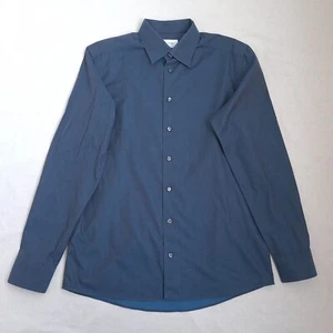 Eton Signature Twill Mens Button Up Shirt Size 43 / 17 Slim Fit Blue 100% Cotton - Picture 1 of 18