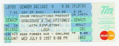 Skavoovee & The Epitones Concert Ticket Club Laga Pittsburgh, PA 1997 - Image 1 of 2