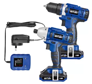 XU1 Blue 2 Piece Cordless DIY Kit 18V Drill Impact Driver w/ Battery Charger - Picture 1 of 1