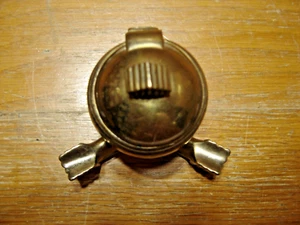 Antique ~ Cast Brass Deco Inkwell w/3 legs, Hinged Lid and Glass Liner #4159 - Picture 1 of 9