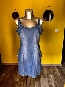 Pretty overalls dress in jeans GUESS stretch denim size M EXCELLENT CONDITION - Picture 1 of 5