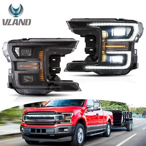 2PCS VLAND Black LED Headlights For Ford F-150 F150 2018-2020 Start-Up Animation - Picture 1 of 10
