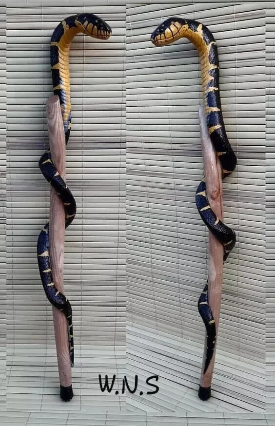 Bastón de madera tallado a mano cobra serpiente hecho a mano bastón animal Foto 1 de 1