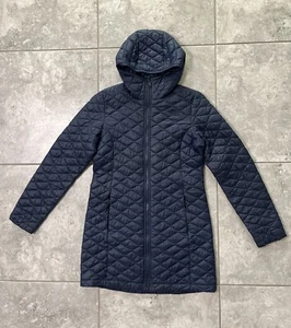 The North Face Puffer Jacket Full Zip Coat Long Sleeve Hooded Parka Navy Women S - Picture 1 of 22